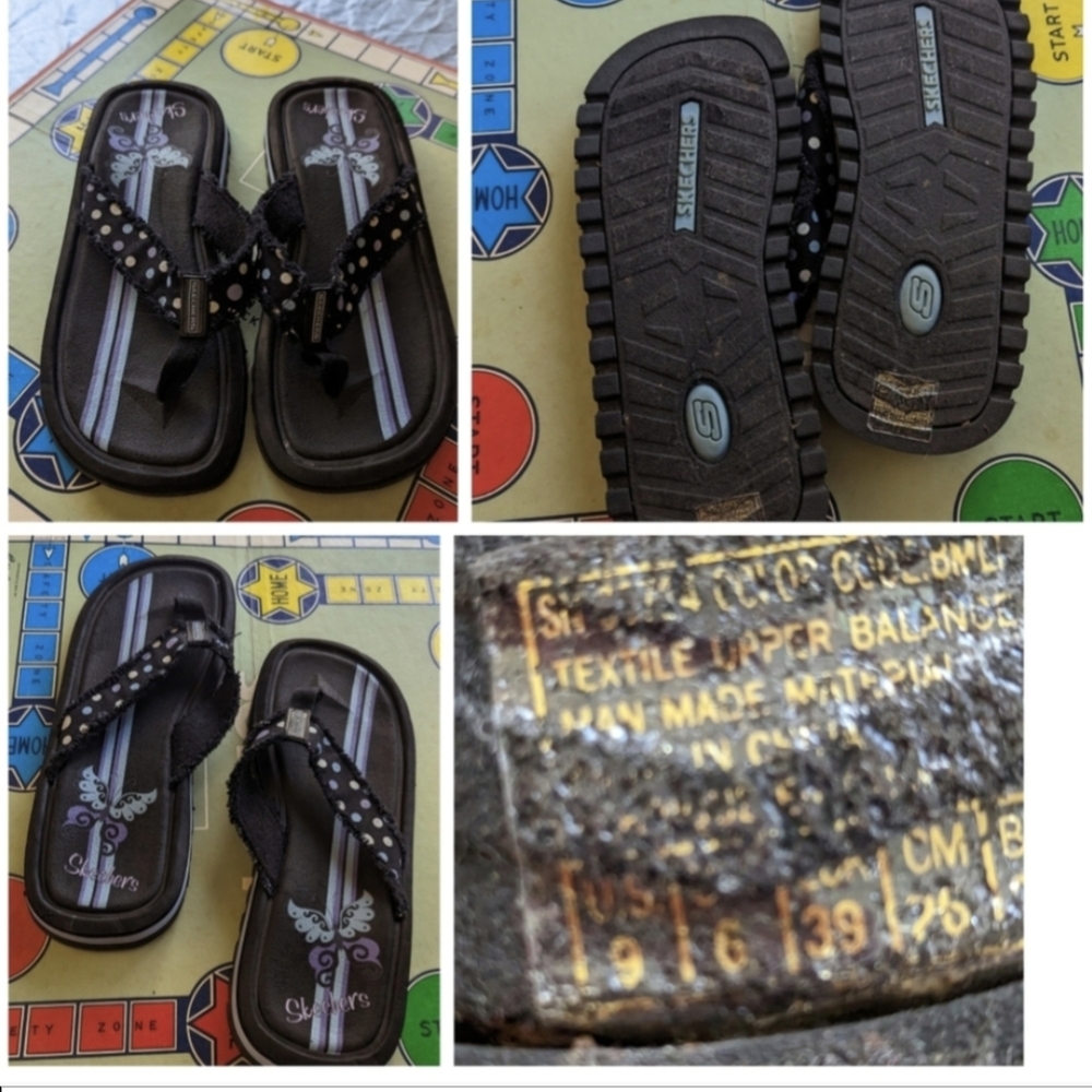 Skechers Black and White Polka Dot Sandals